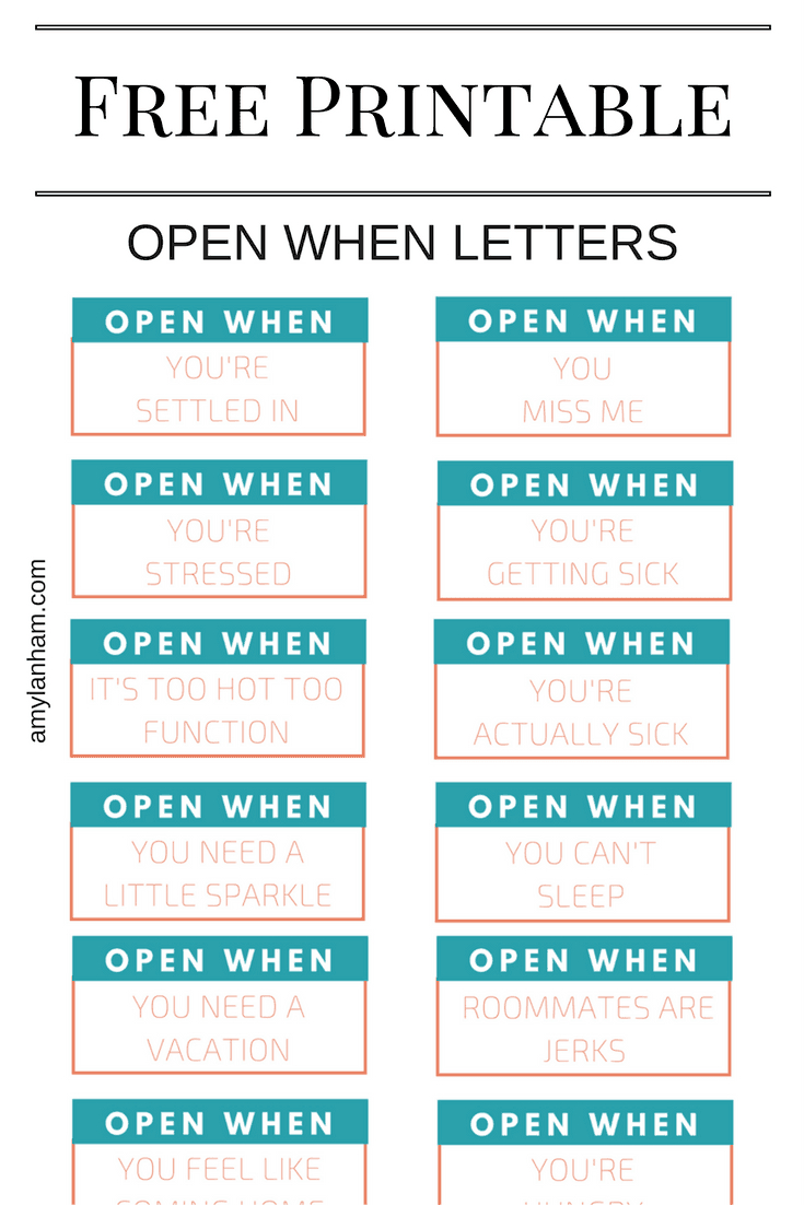 Open When Printable - with Free Open When Printables