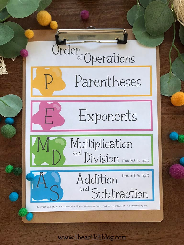 Order Of Operations Printable Poster {Free Download!} - The Art Kit pertaining to Free Printable Pemdas Chart