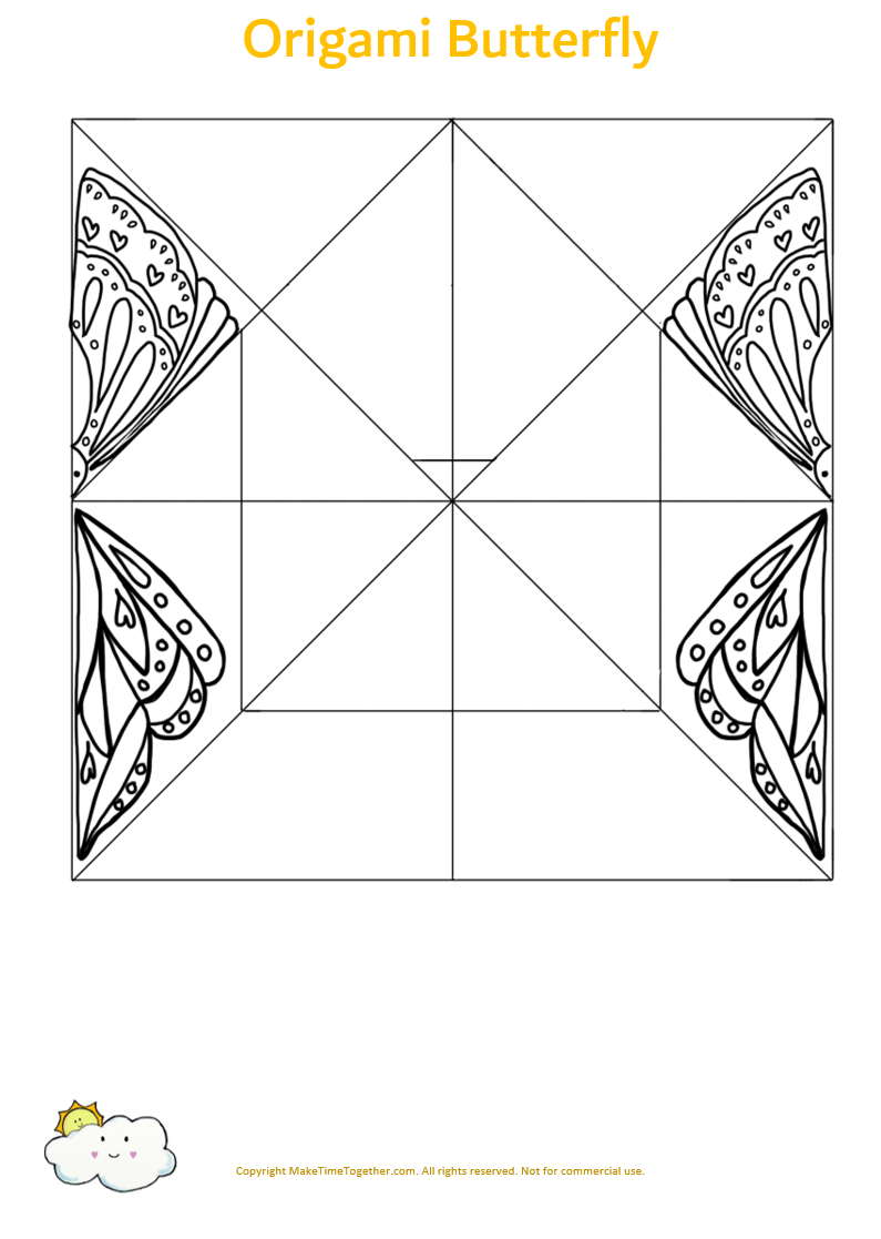Origami Butterfly – Free Printable Colouring Activity – Make Time with Free Origami Printables