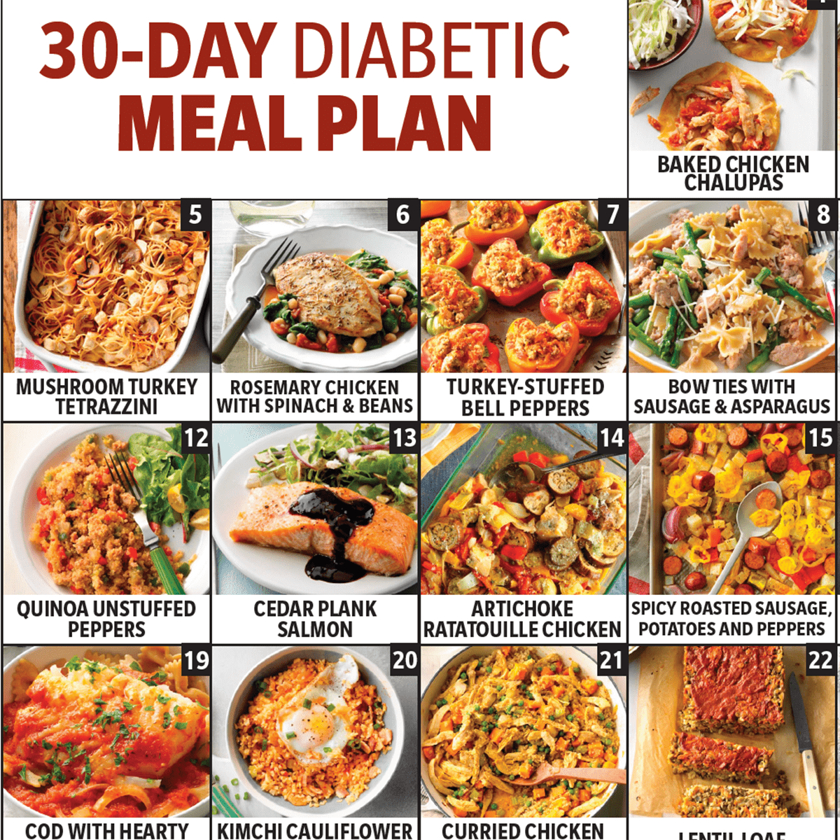 Our 30-Day Diabetic Meal Plan (With A Pdf!) I Taste Of Home with Free Diabetes Recipes Printable
