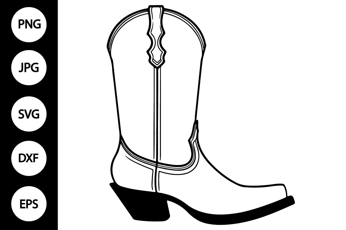 Outline Cowboy Boot Svg, Coloring Page (3088874) pertaining to Free Printable Cowboy Boot Stencil