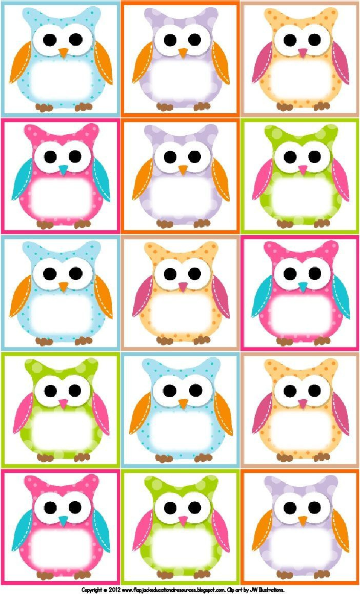 Owl Name Tags Printable Free
