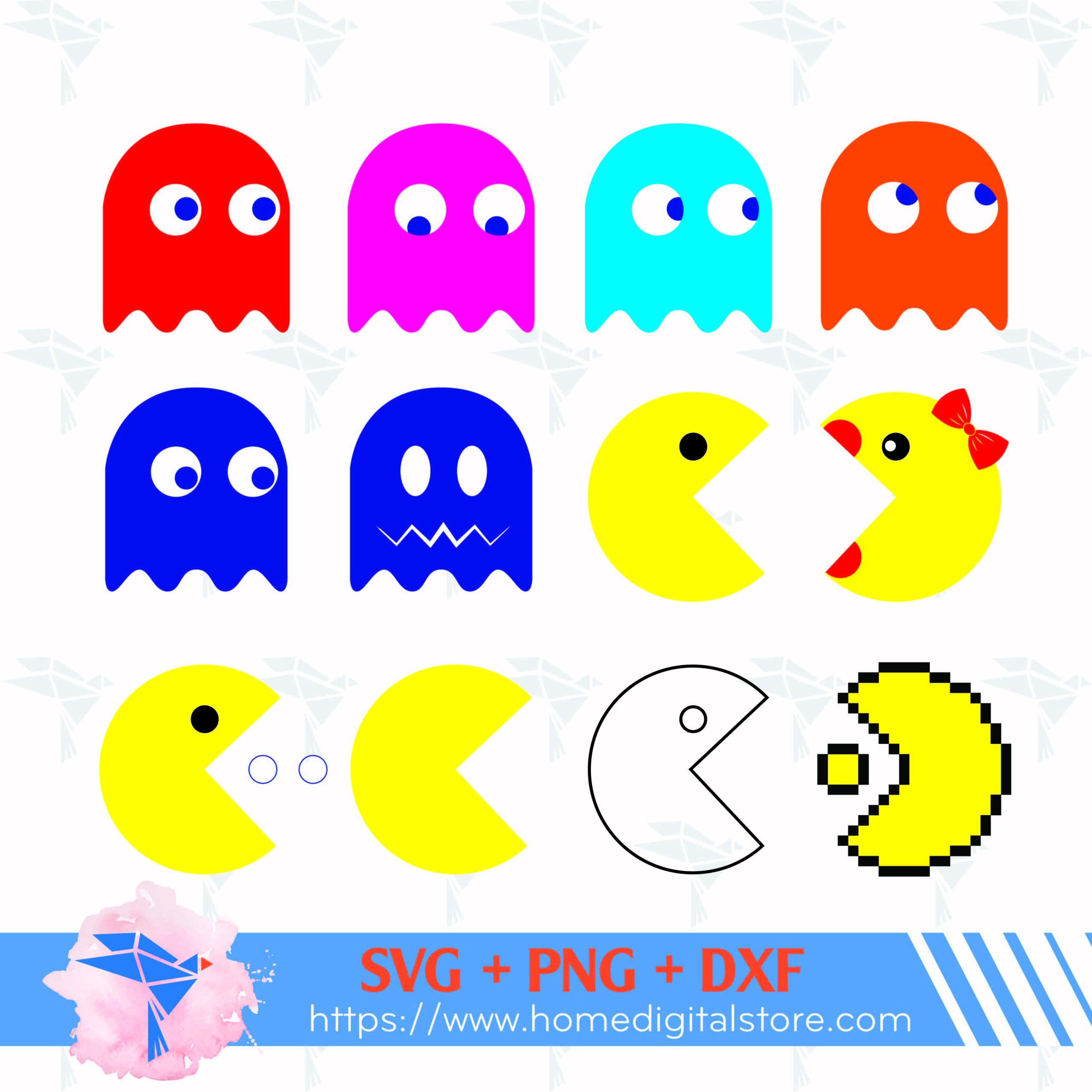 Pacman Svg, Png, Dxf in Printable Pac Man Patterns