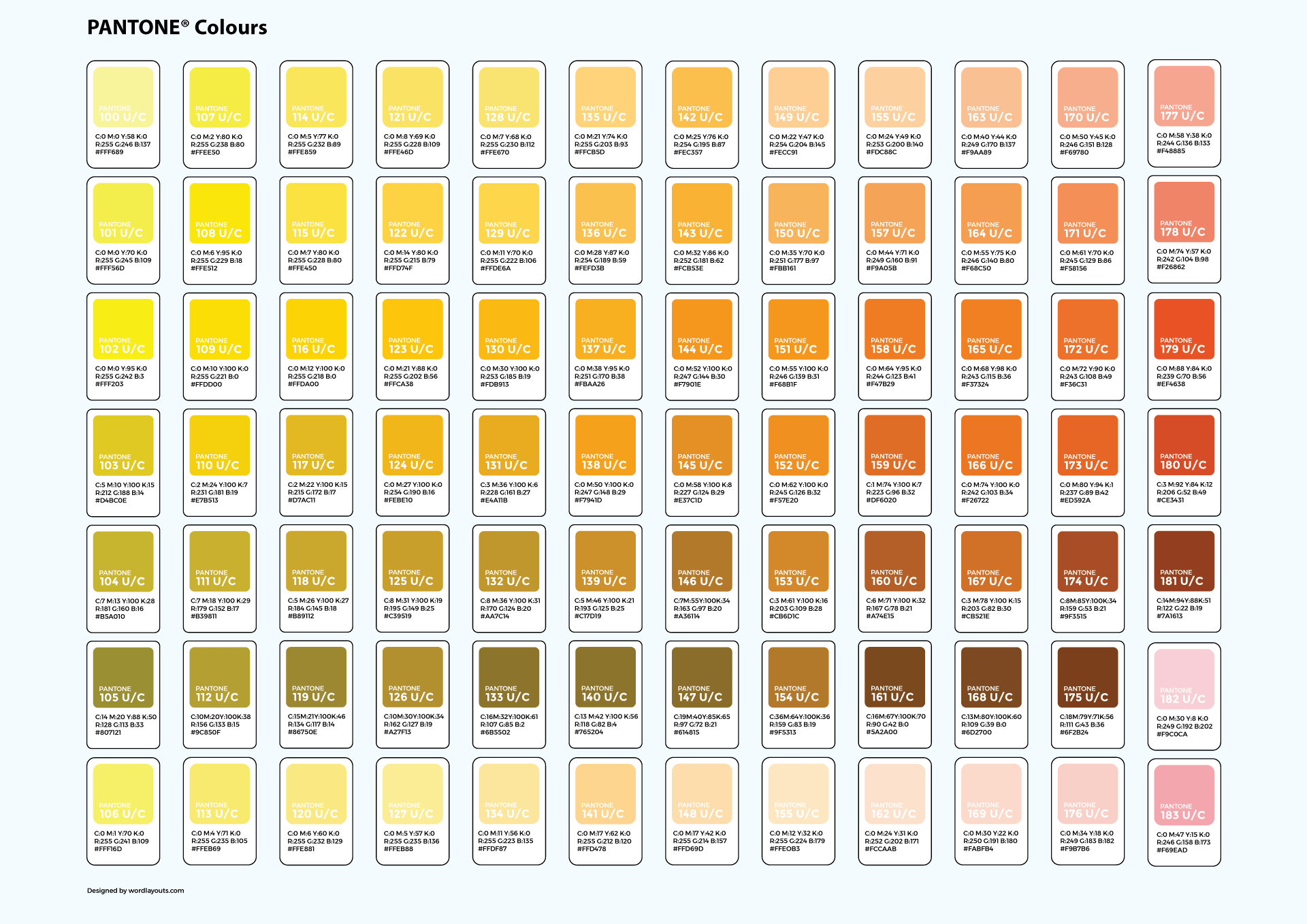 Pantone Color Chart With Codes - Pdf - Illustrator - Wordlayouts with Free Printable Rgb Color Chart