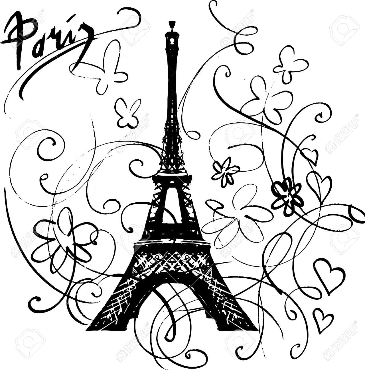 Paris Eiffel Tower Illustration Print Design Template Royalty Free with regard to Paris Free Printable Stencils