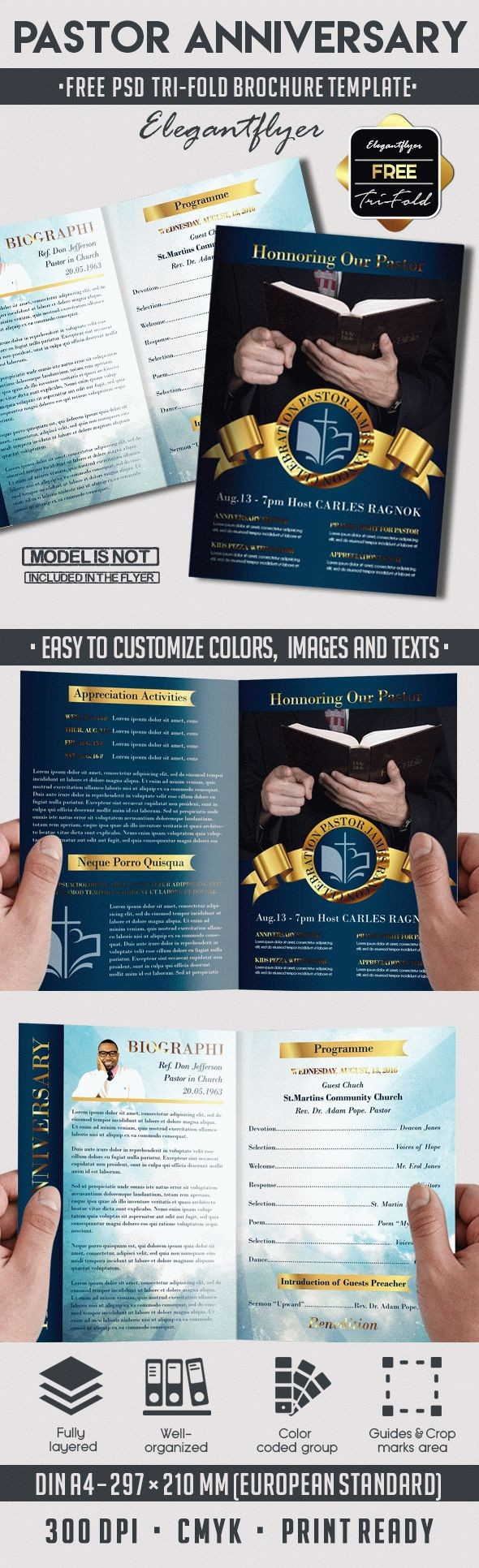 Pastor Anniversary Free Brochure Program - 10018102 |Elegantflyer in Pastor Appreciation Program Template Free