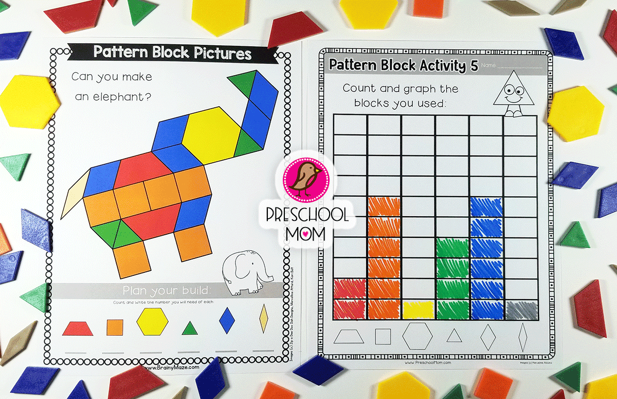 Pattern Block Activity Sheets in Free Printable Pattern Block Numbers
