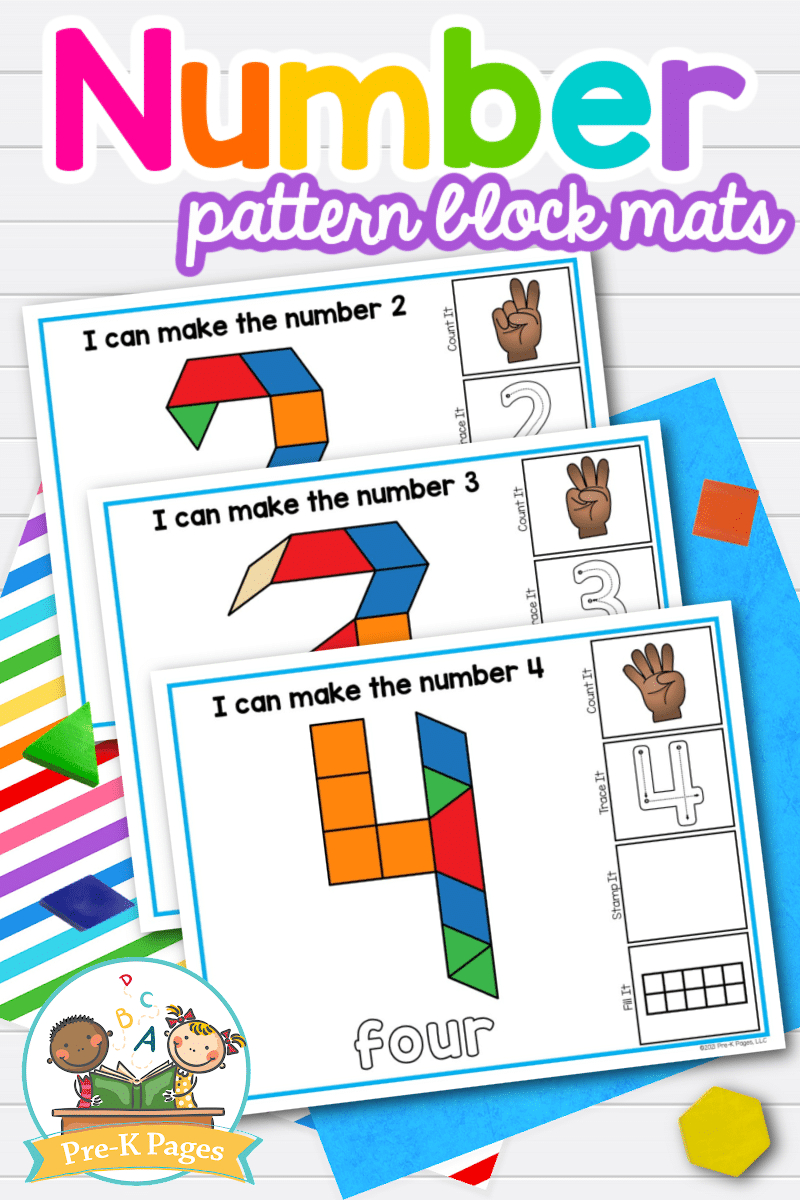 Pattern Block Number Mats regarding Free Printable Pattern Block Numbers