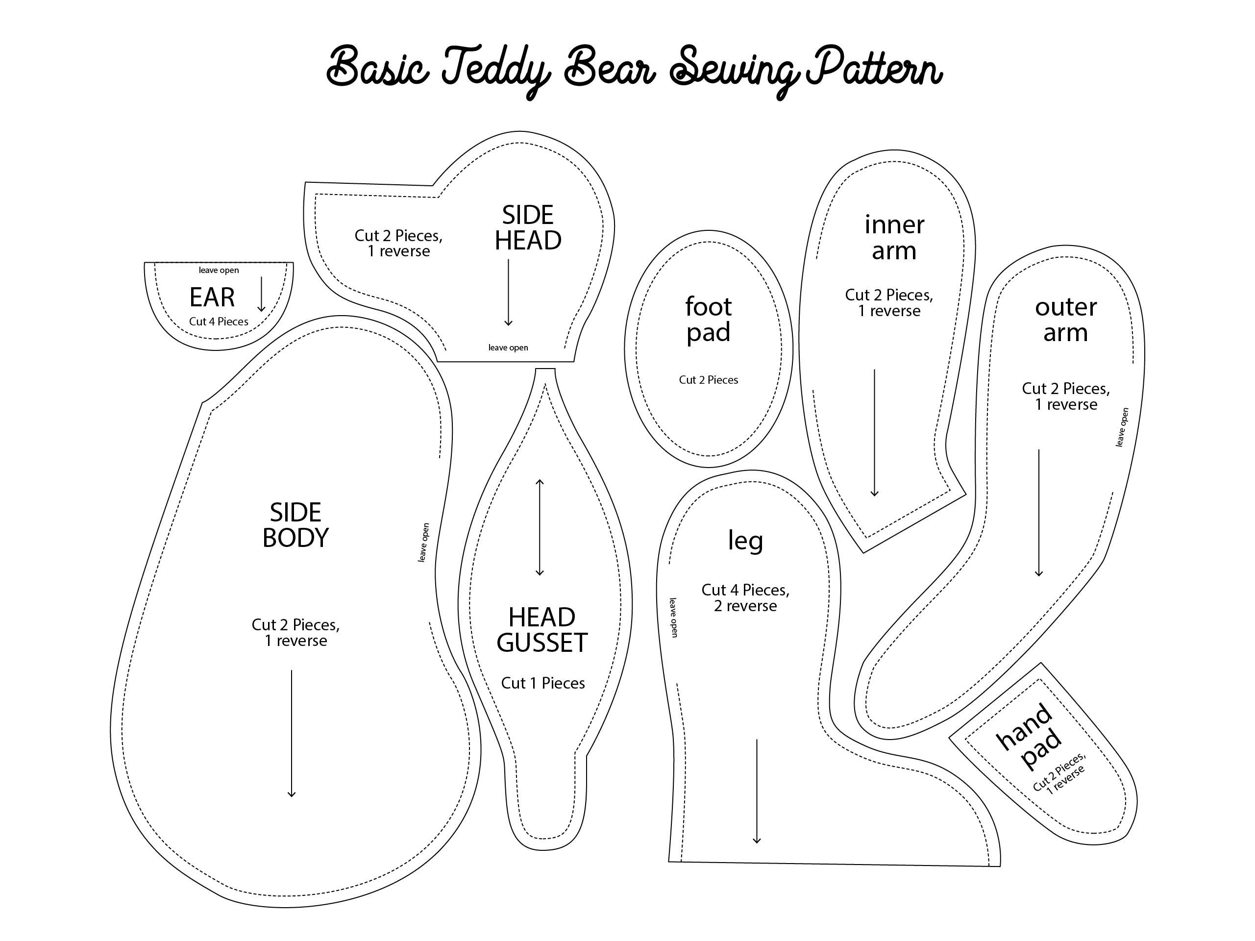 Pattern Paper For Sewing Beginner Memory Bear Sewing Pattern Free intended for Printable Memory Bear Pattern