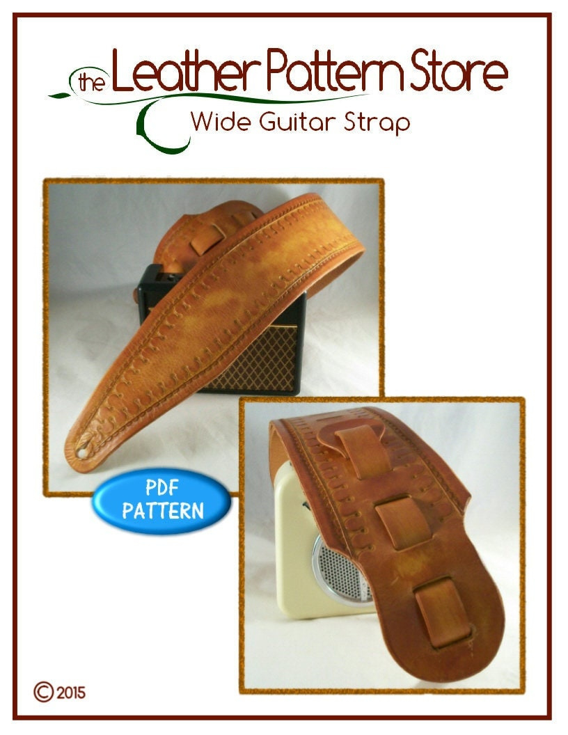 Pattern - Wide Guitar Strap Pattern - Standard Style - Revised And inside Printable Leather Guitar Strap Pattern