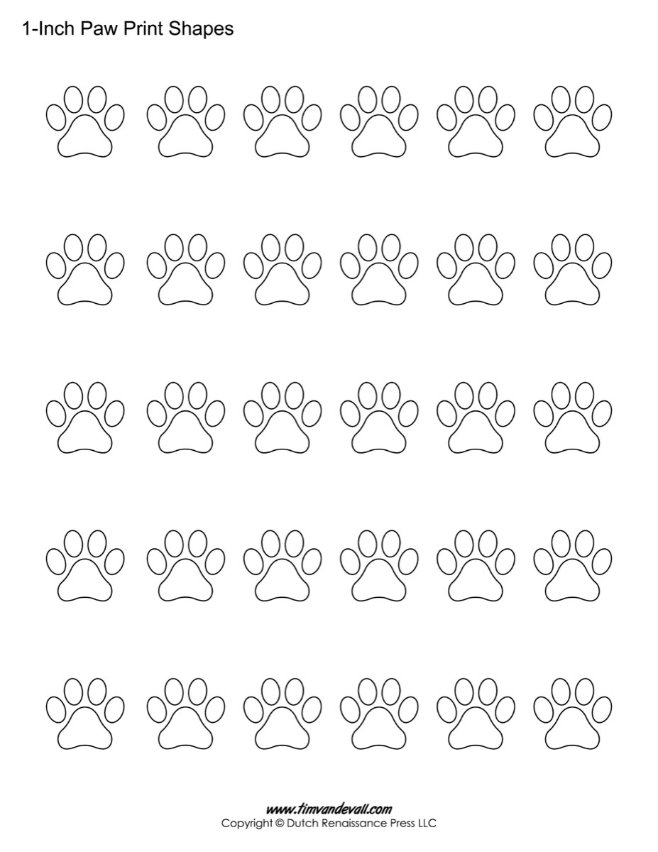 Paw Print Template Shapes | Blank Printable Shapes with Printable Paw Print Pattern