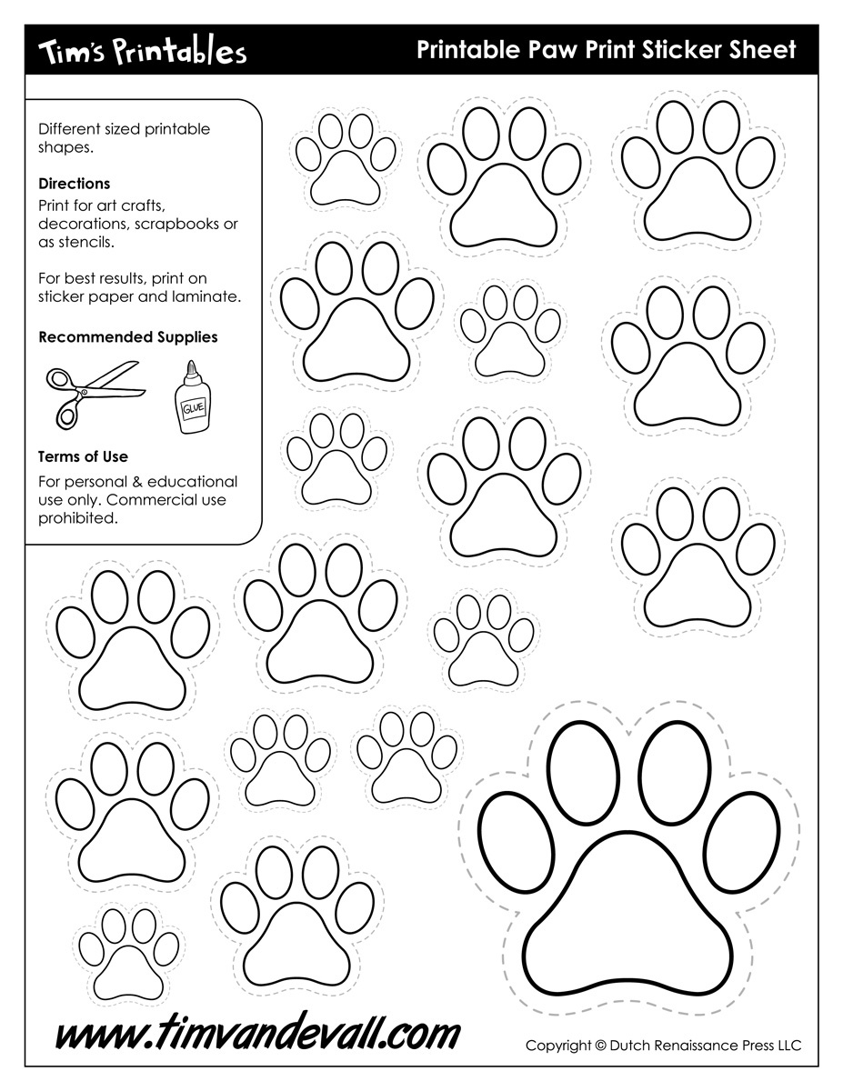 Paw Print Templates - Tim&amp;#039;S Printables within Free Printable Paw Print Stencils