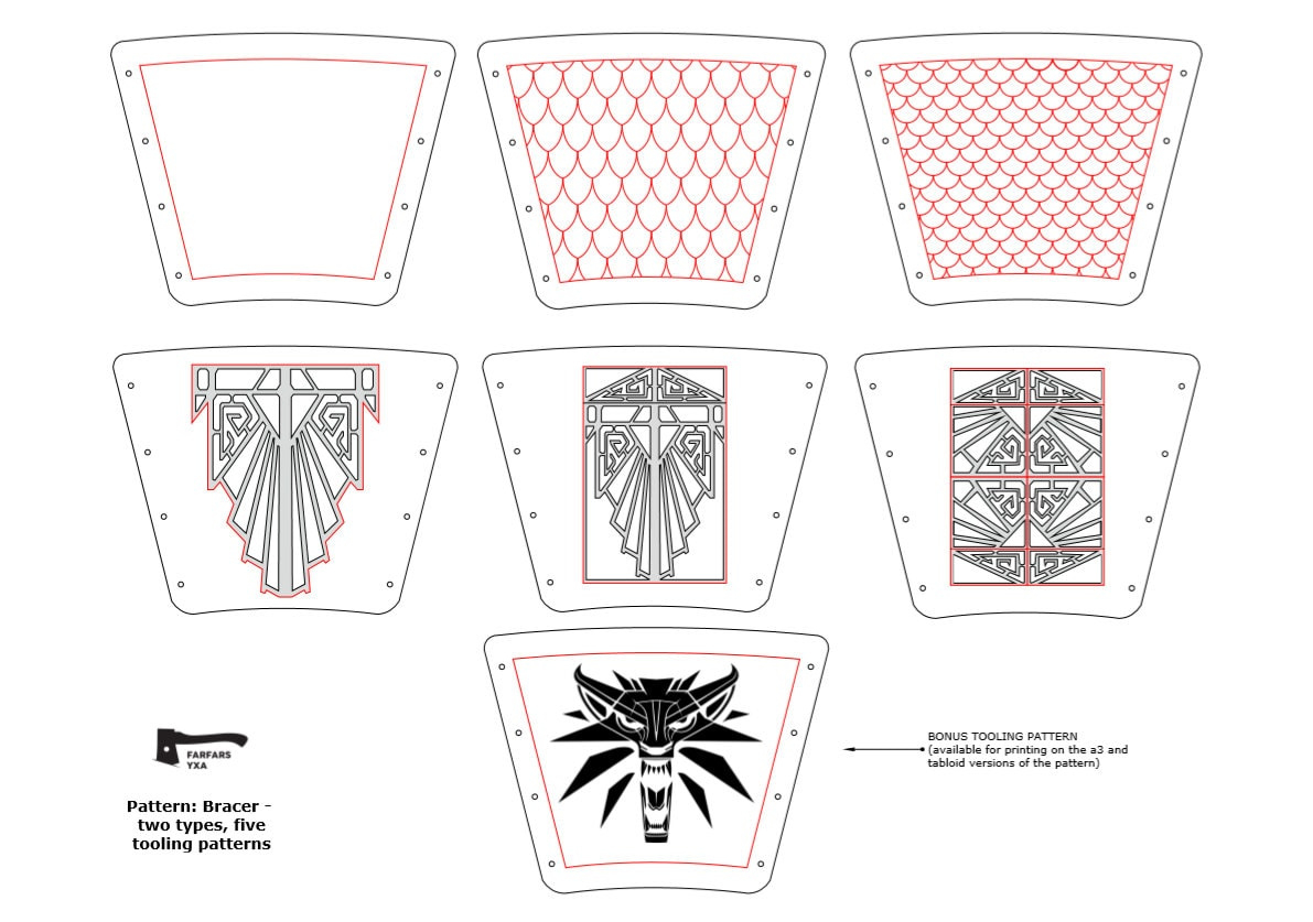 Pdf Pattern: Leather Bracer/Vambracer In Two Styles, With Two with regard to Printable Leather Bracer Pattern