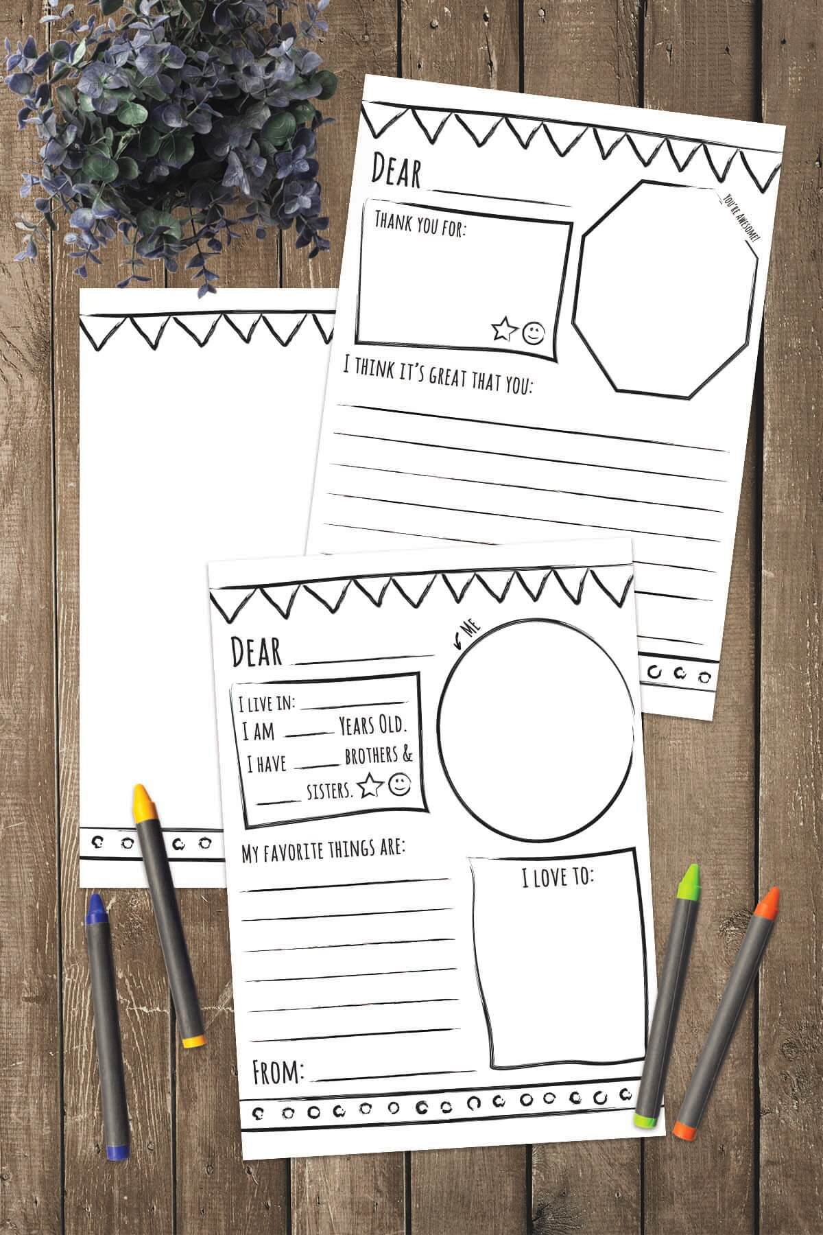 Pen Pal/Thank You Letter Stationery inside Free Pen Pal Printables