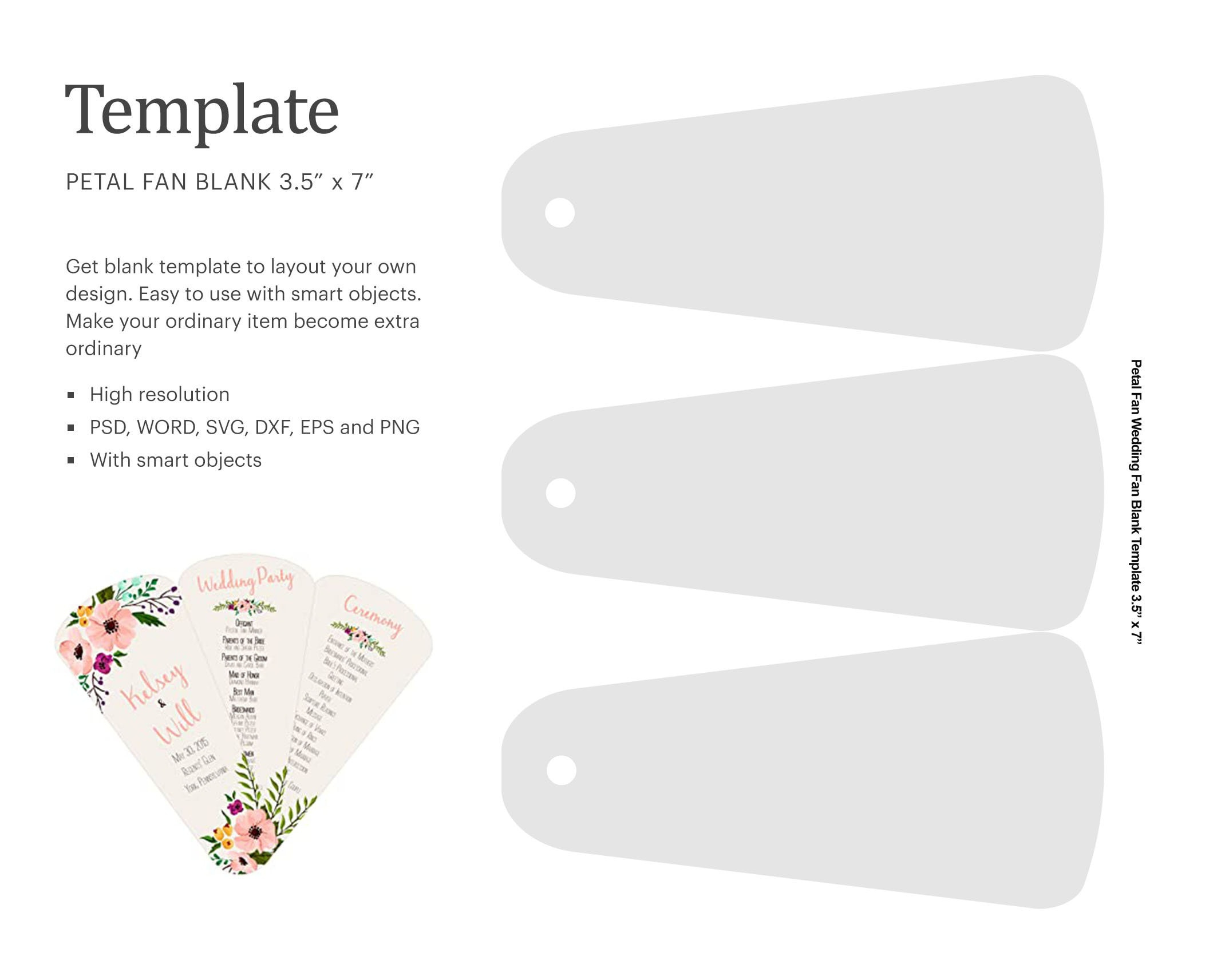 Petal Fan 3.5"X7" Template, Wedding Program Petal Fans, Fan throughout Petal Fan Wedding Program Template Free