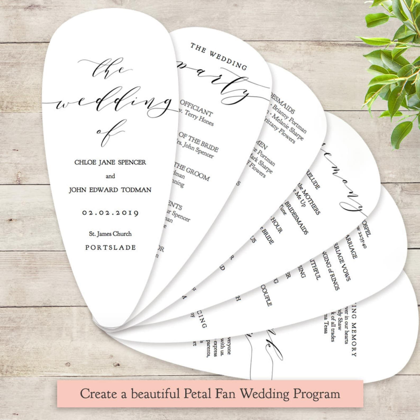 Petal Fan Wedding Program Printable Template Diy Fan Wedding with regard to Petal Fan Wedding Program Template Free