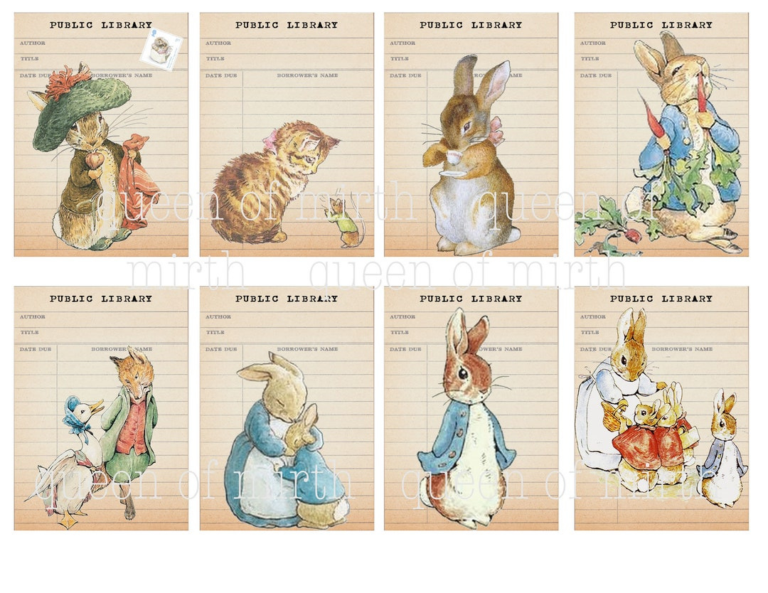 Peter Rabbit &amp;amp; Friends Bibliothek Karten Beatrix Potter Aquarell with regard to Beatrix Potter Free Printables
