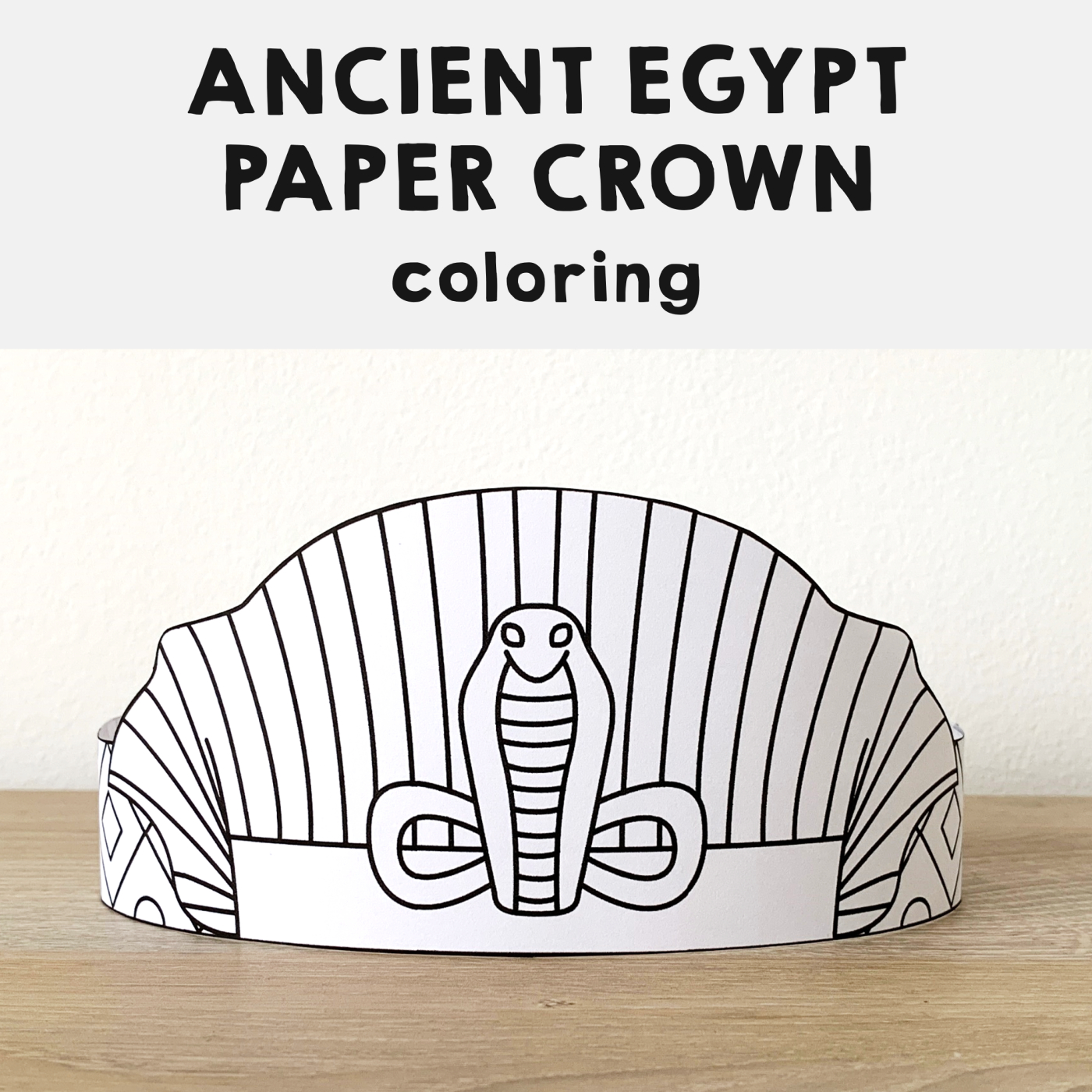 Pharaoh Paper Crown Printable Ancient Egypt Coloring Craft | Made intended for Free Printable Egyptian Headress Pattern
