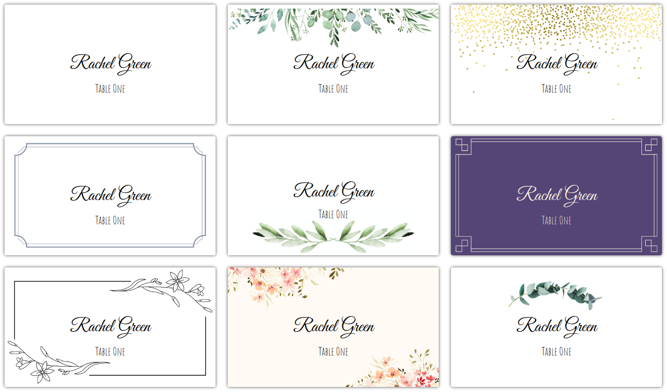 Place Card Me | Printable Place Cards In Under Five Minutes. with Free Place Cards Template Word Download