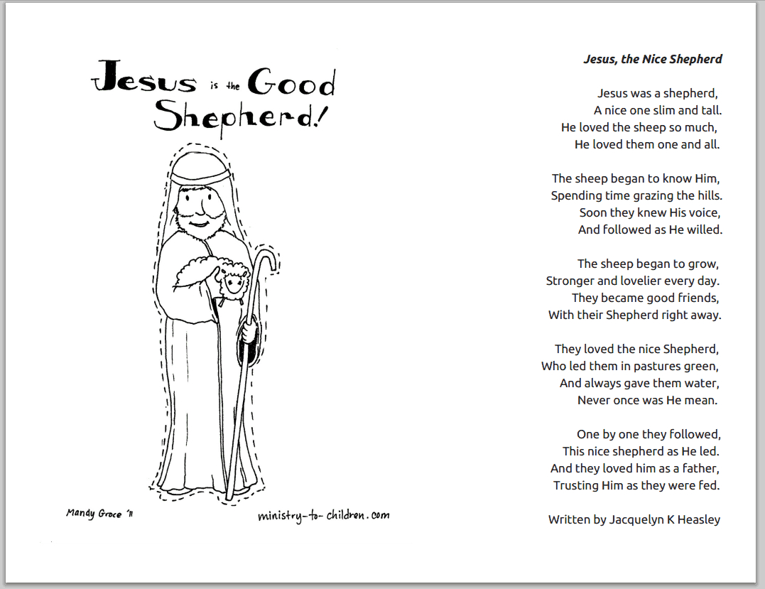 Poem About Jesus The Good Shepherd - Ministry To Children regarding Free Printable Religious Poems
