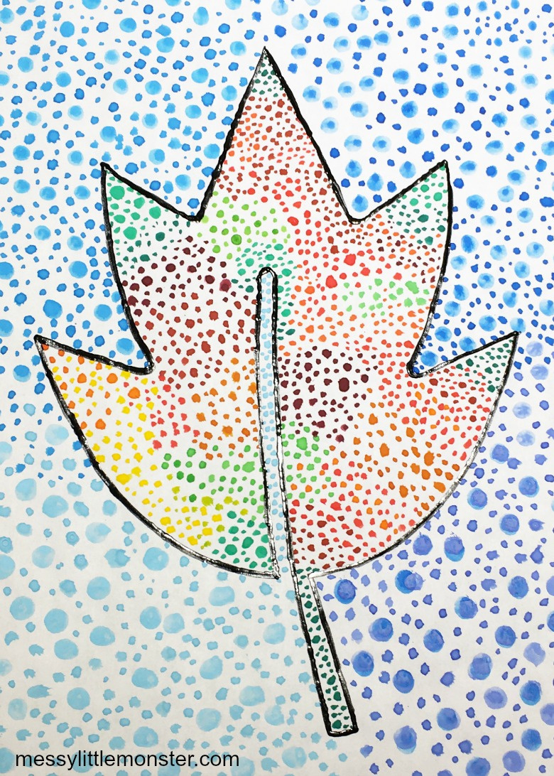Pointillism Leaf Art For Kids - Messy Little Monster throughout Free Printable Patterns Pointillism