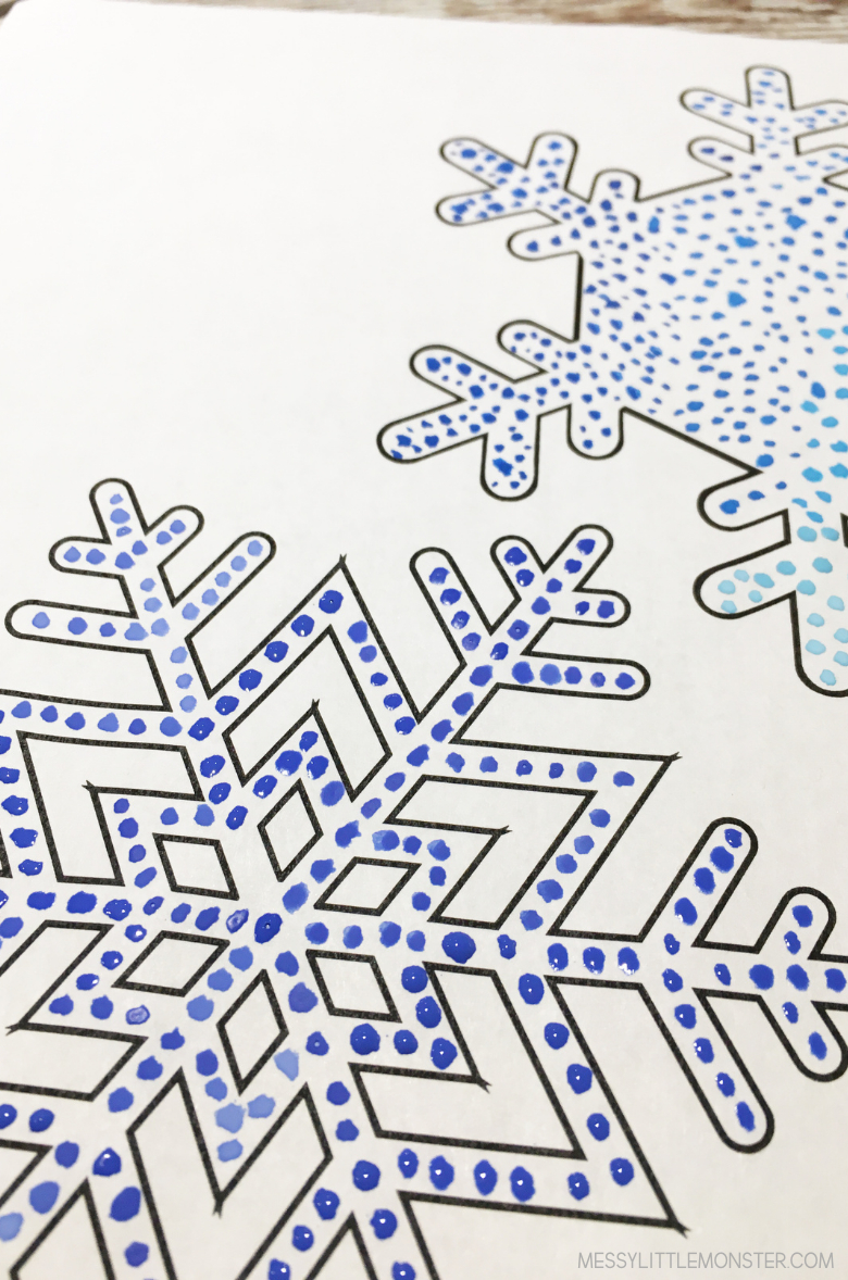 Pointillism Snowflake Art - Template Included - Messy Little Monster intended for Free Printable Patterns Pointillism