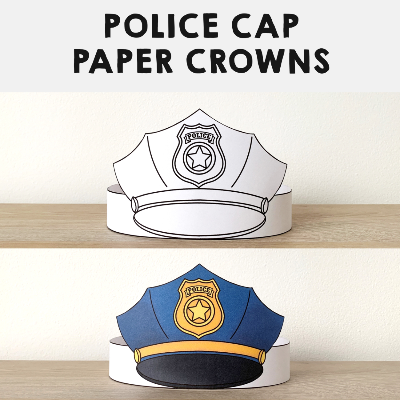 Police Hats Paper Crowns Printable Coloring Craft | Madeteachers intended for Free Police Hat Printable