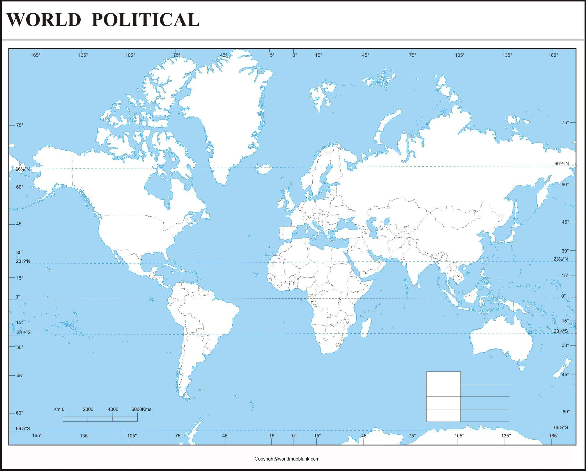 Political World Map – Printable Map Of The World [Pdf] with A4 World Map Printable Free