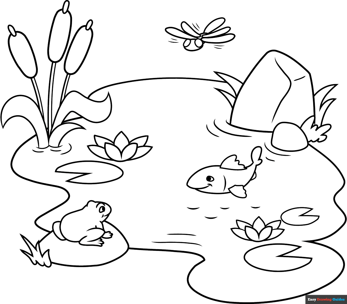 Pond Coloring Page | Easy Drawing Guides inside Free Pond Life Printables