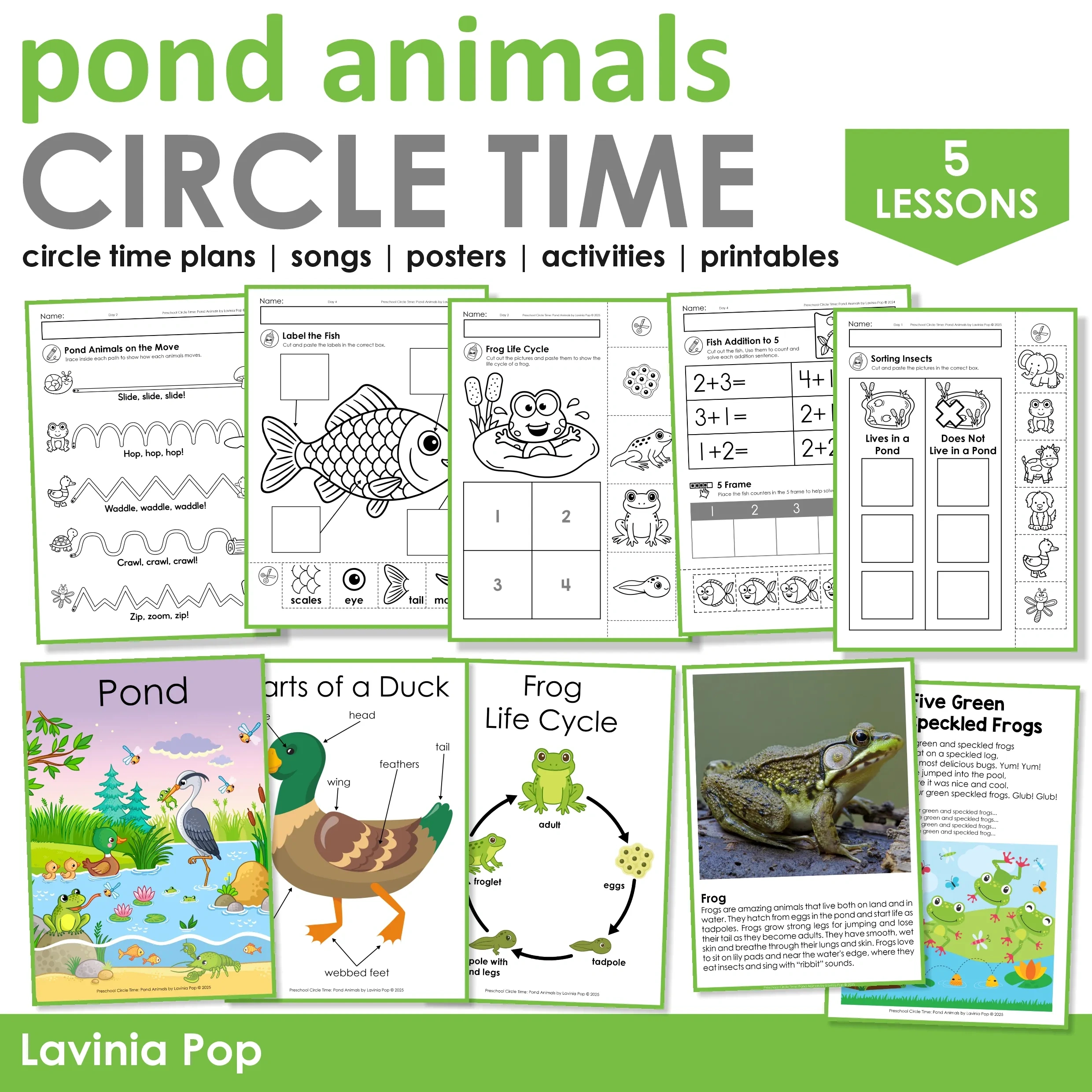 Pond Preschool Preschool Circle Time Plan &amp;amp; Activities in Free Pond Life Printables