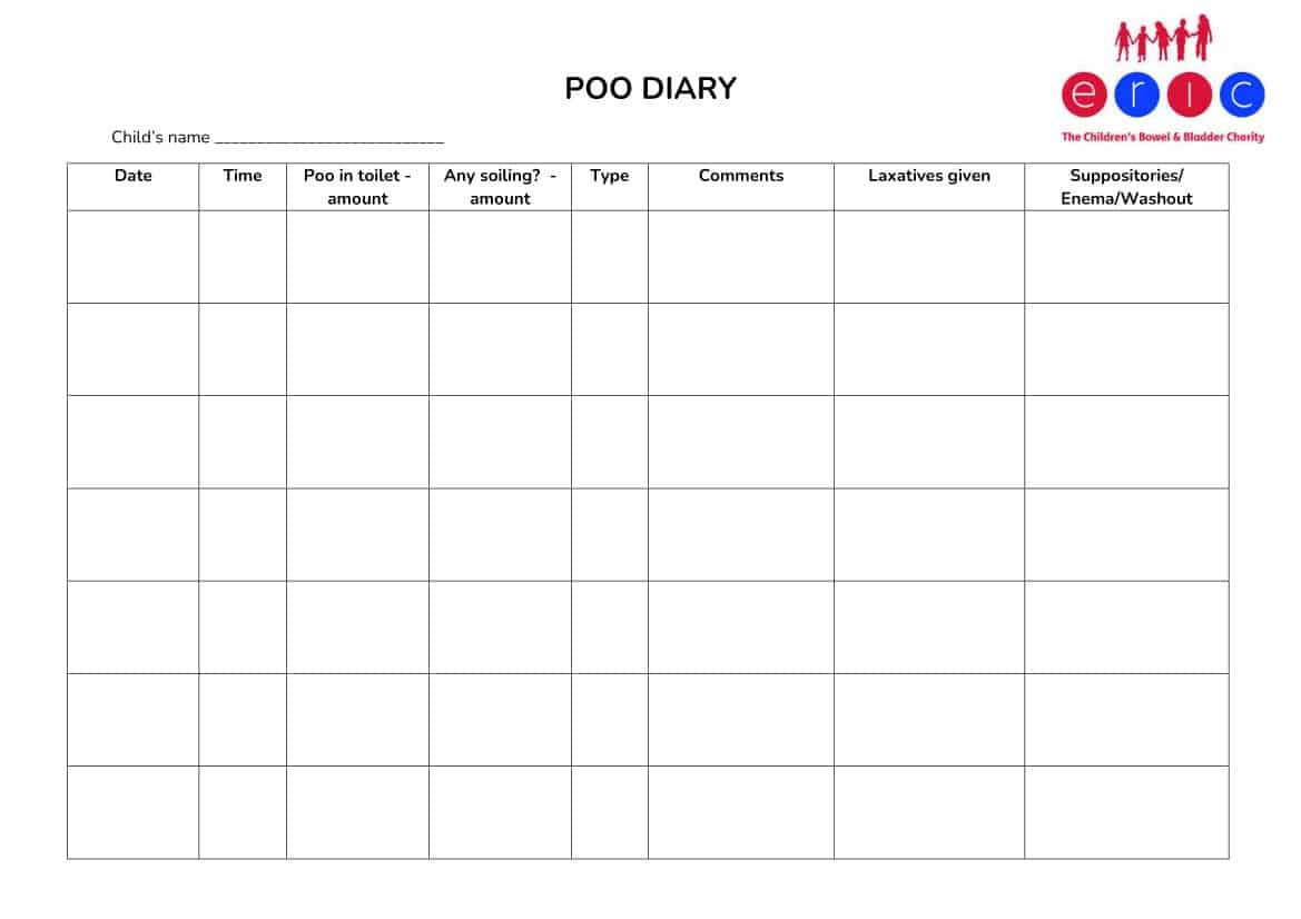 Poo Diary - Eric with Free Printable Bowel Movement Log