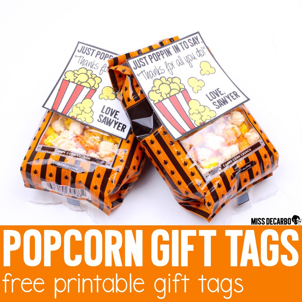 Popcorn Gift Tags - Miss Decarbo regarding Free Popcorn Printables