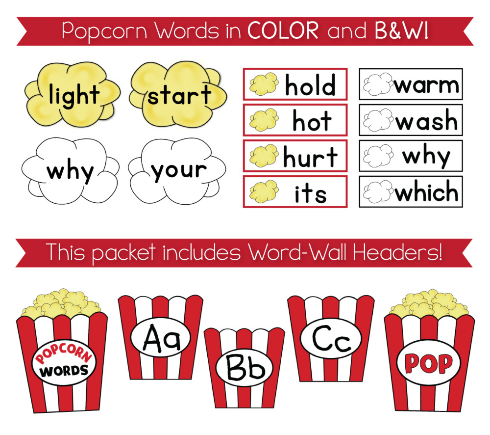Popcorn Words - Pop! - The Teacher Wife in Free Printable Popcorn Words