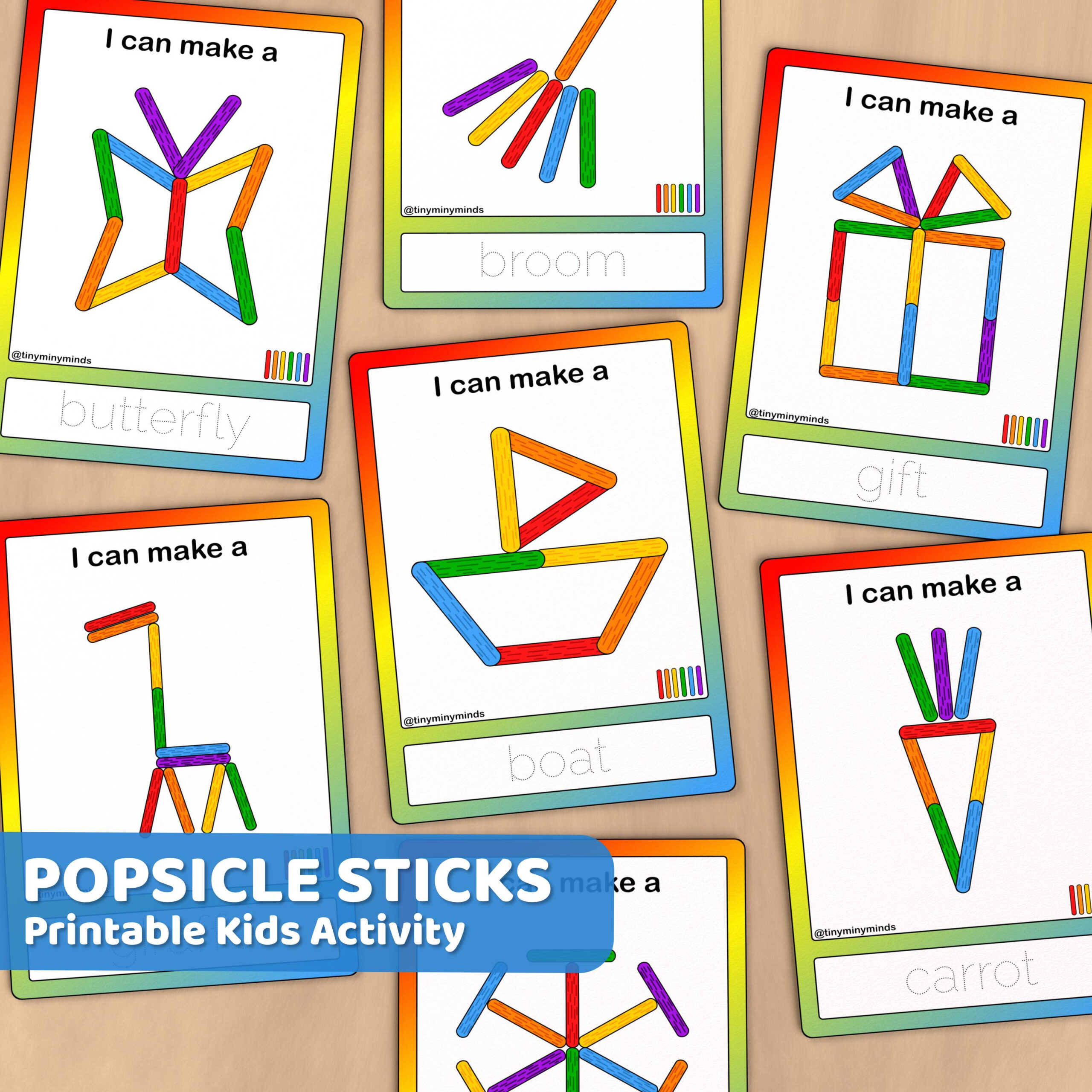 Popsicle Sticks Activity Cards: Fine Motor Skills, Preschool inside Printable Popsicle Stick Patterns