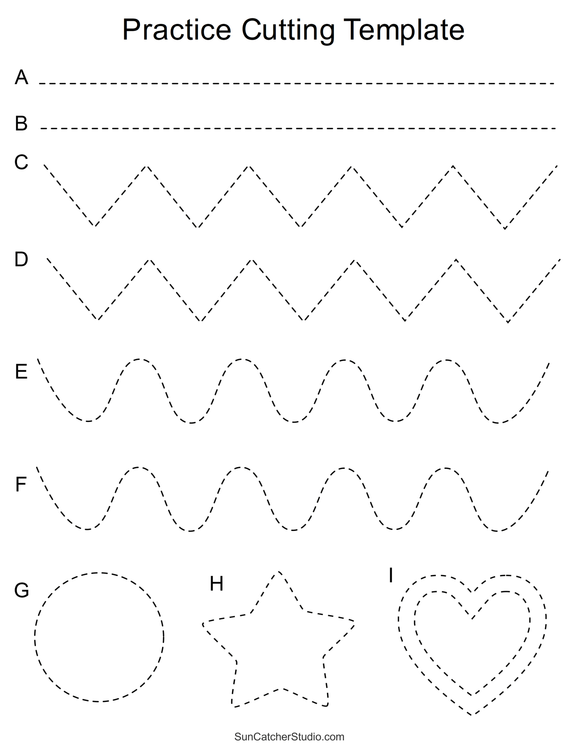 Practice Cutting Template (Skills Worksheet) – Free Printables for Pdf Printable Scroll Saw Patterns