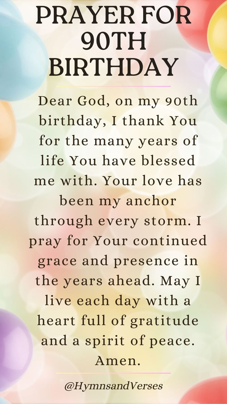 Prayer For 90Th Birthday for Free Printable 90Th Birthday Poems