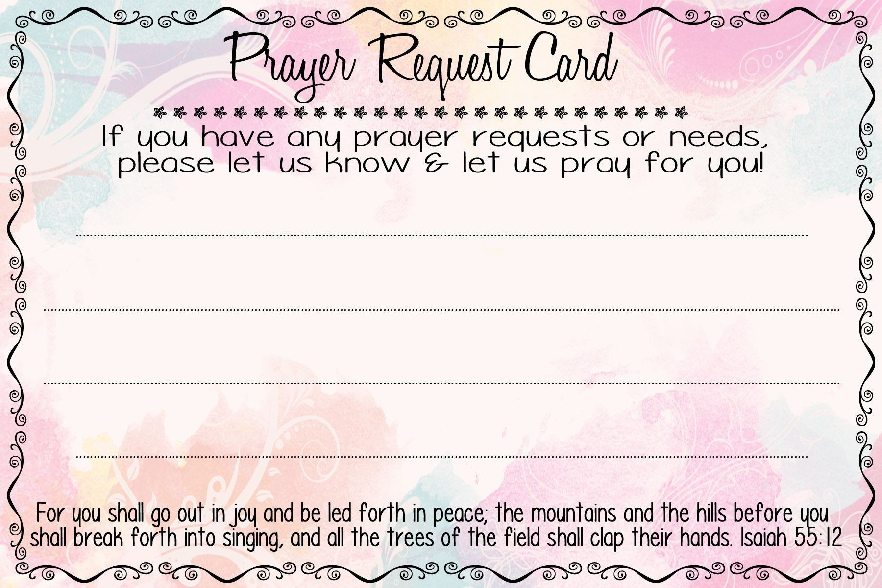 Prayer Request Cards throughout Free Prayer Request Card Templates
