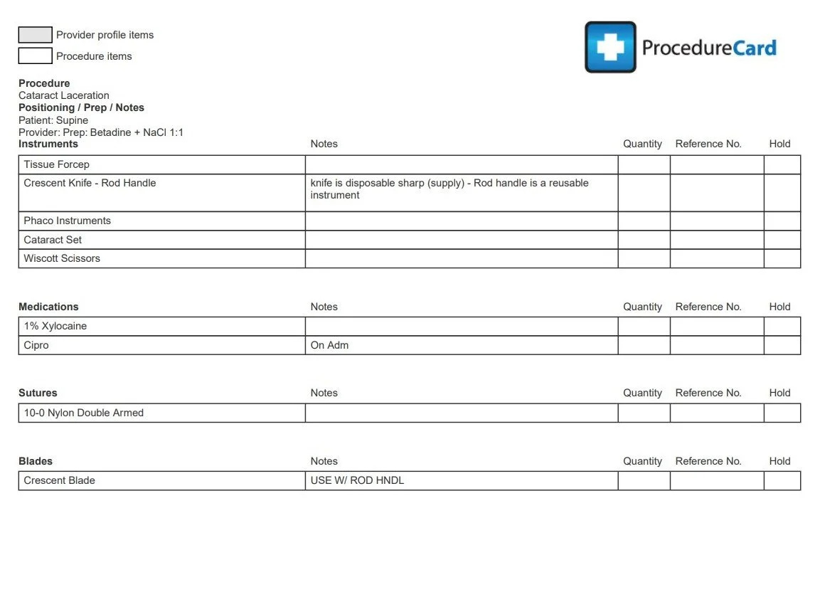 Preference Card Surgery App Card Procedure Software For Surgery inside Free Surgeon Preference Card Template