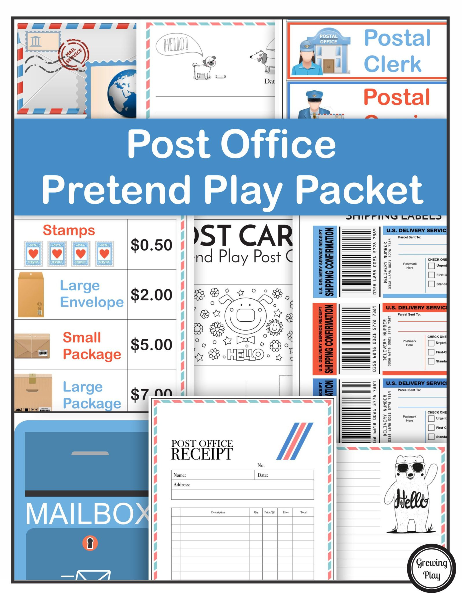 Pretend And Play Post Office Deals in Free Printable Stamps For Role Play