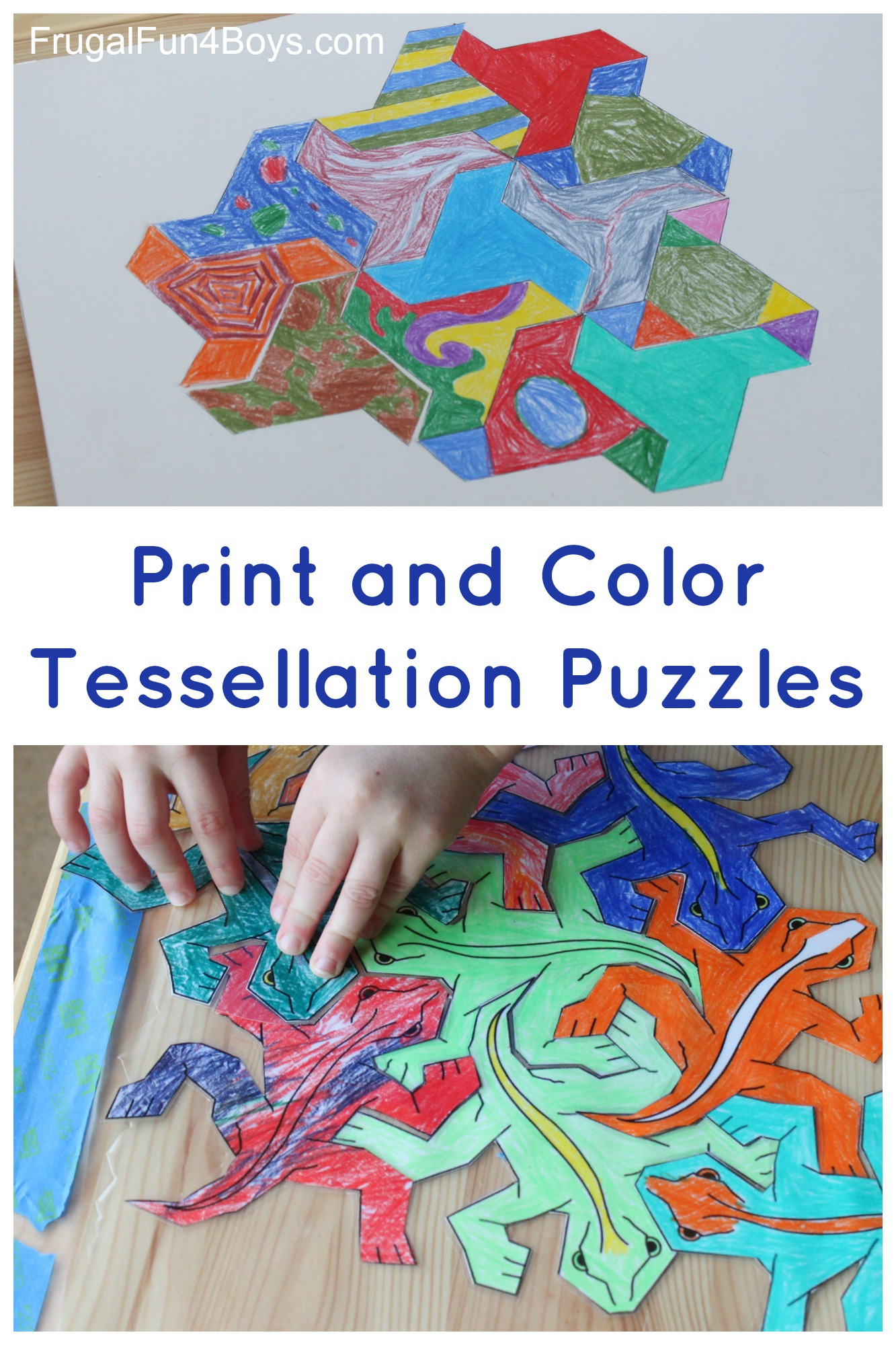 Print And Color Tessellation Puzzles For Kids - Frugal Fun For inside Free Printable Tessellation Patterns to Color