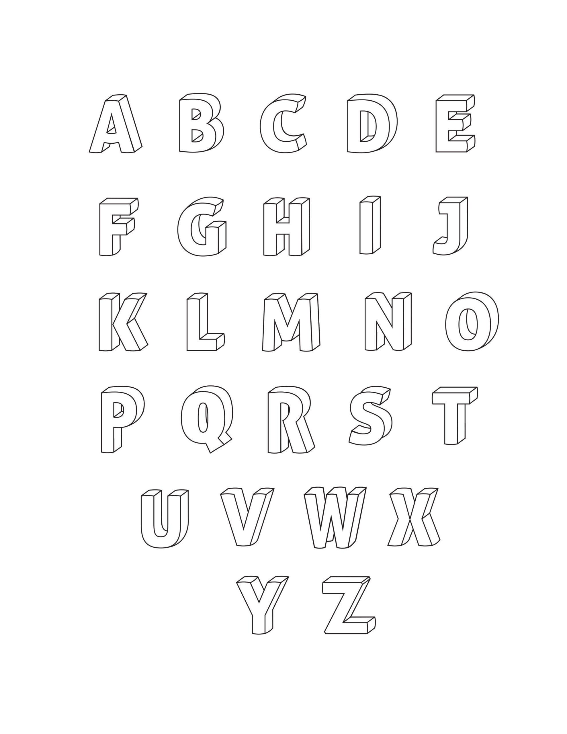 Printable 3D Bubble Letters Alphabet with Free Printable 3D Alphabet Letters