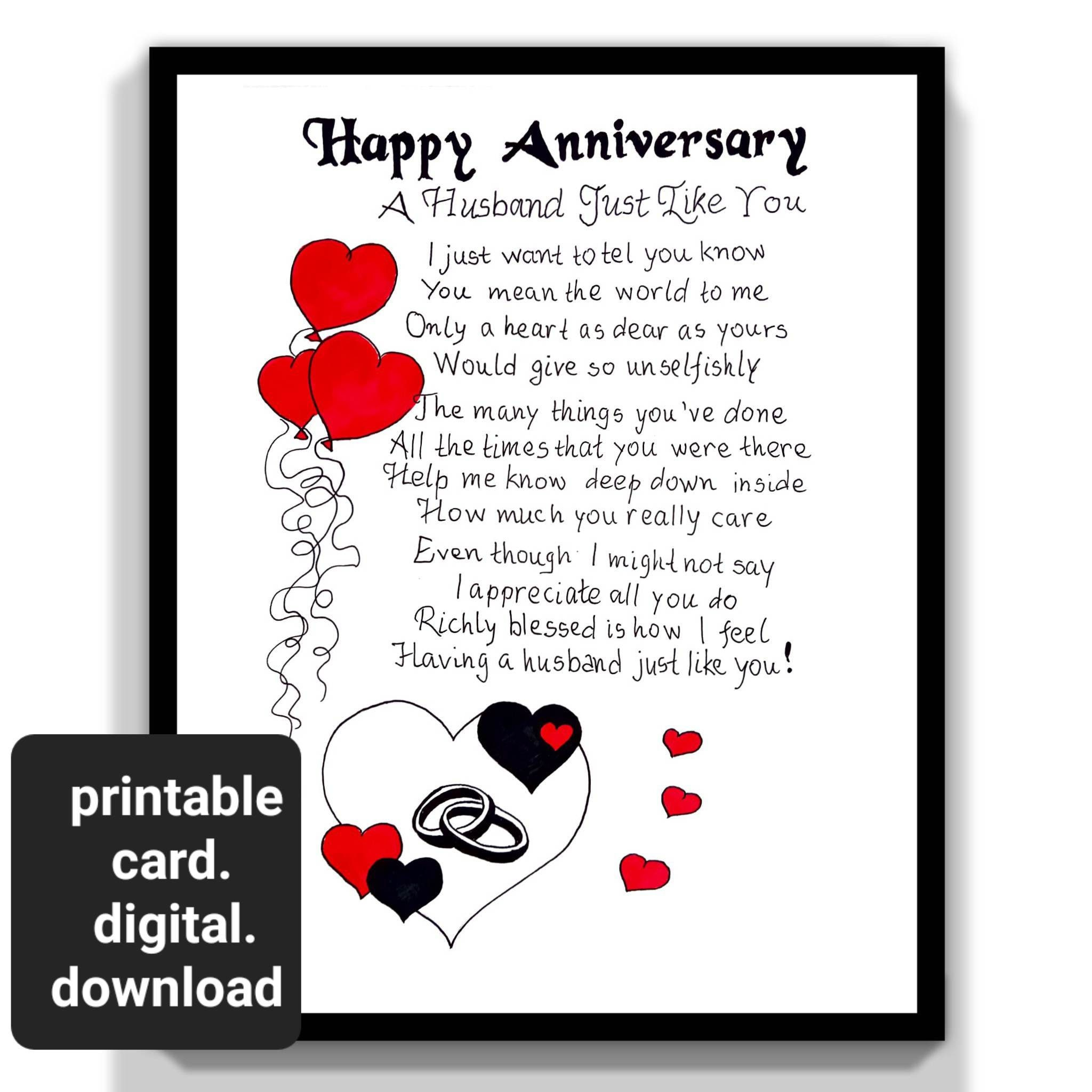 Printable Anniversary Husband Gift Card. To My Husband Anniversary pertaining to Free Printable Anniversary Cards Husband
