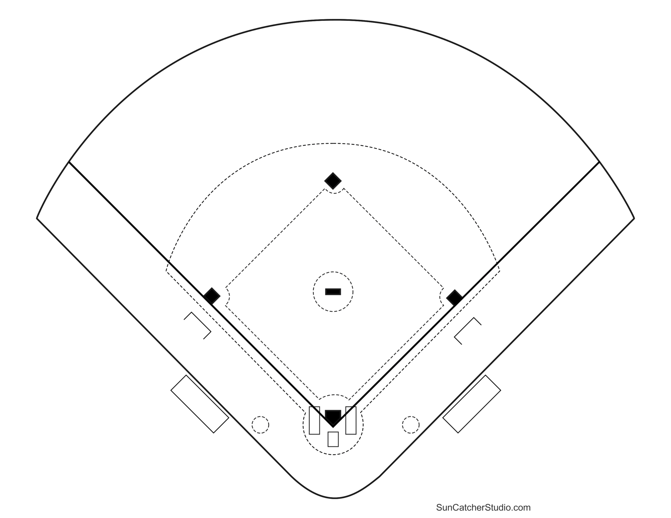 Printable Baseball Field Diagram (Softball Diamond) Templates with Free Printable Baseball Field