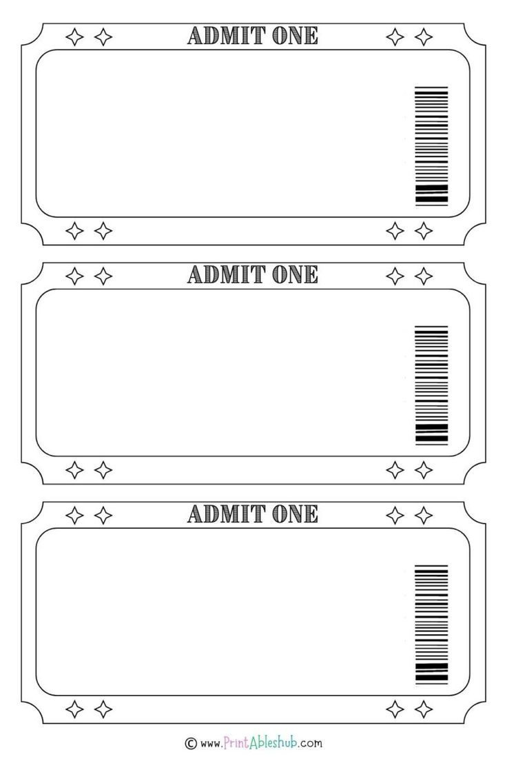 Printable Blank Ticket Design Templates throughout Admit One Ticket Printable Free