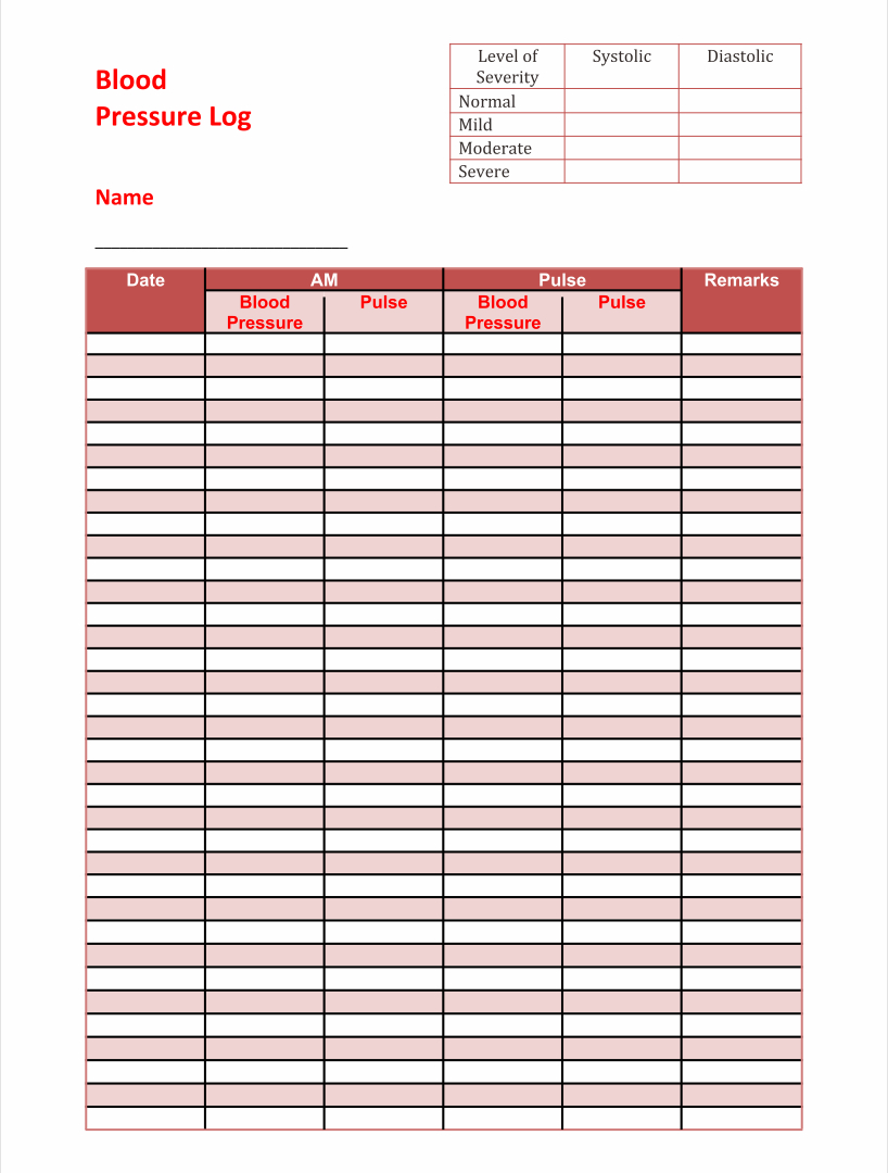 Printable Blood Pressure Chart throughout Free Printable Blood Pressure Chart