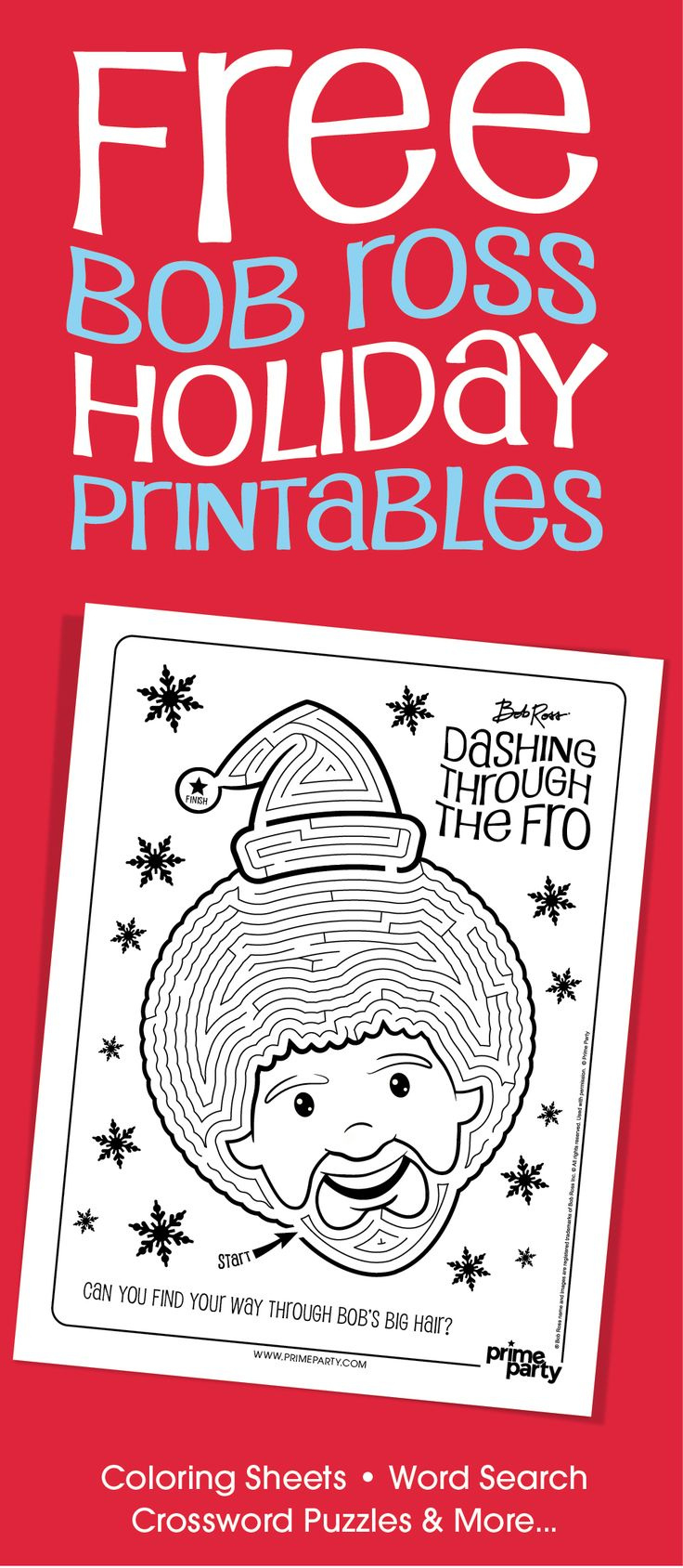 Printable | Bob Ross And Friends Happy Little Coloring | Prime Party regarding Free Bob Ross Printables