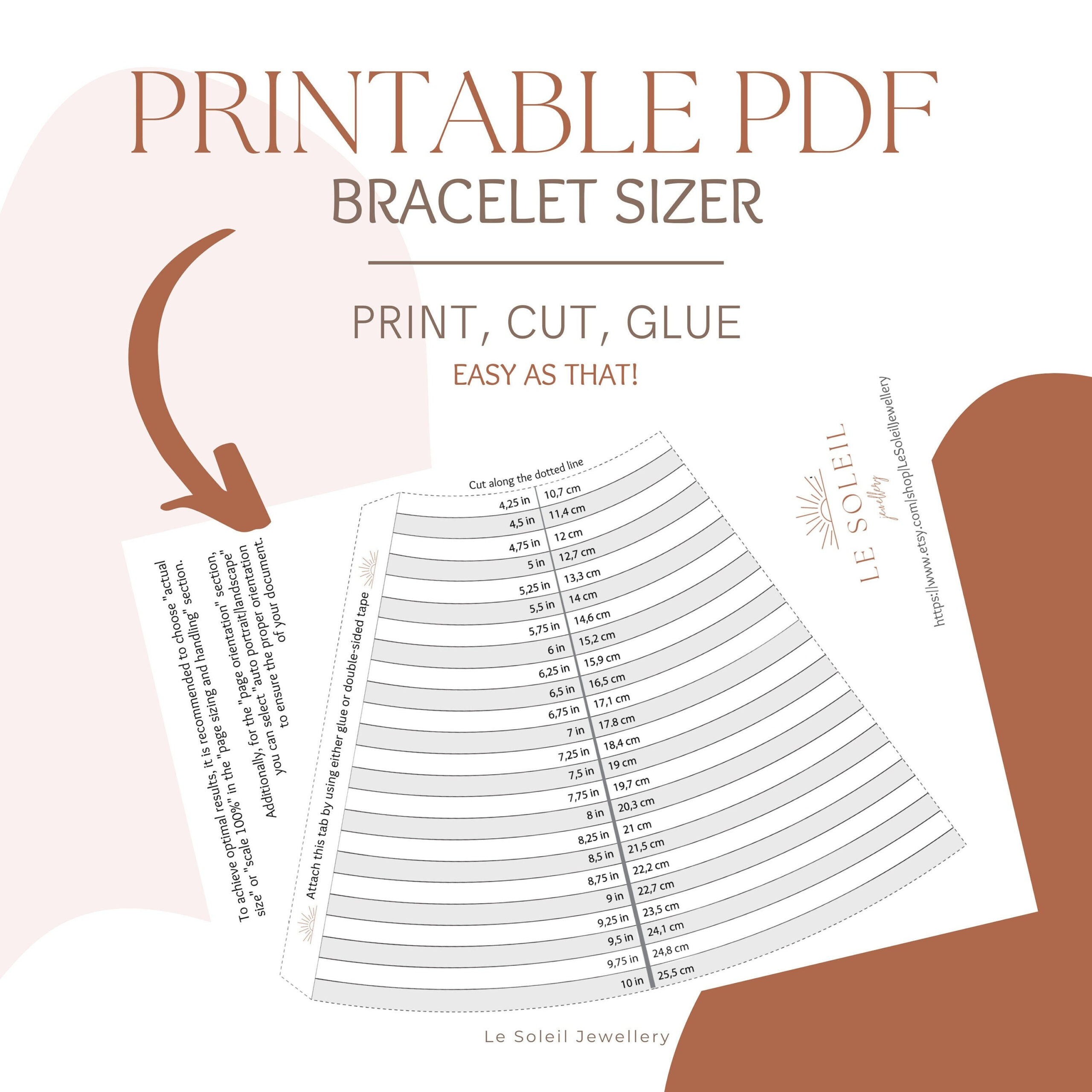 Printable Bracelet Sizer, Measurement Cone, Measuring Cone, Bangle with regard to Free Printable Bracelet Sizer
