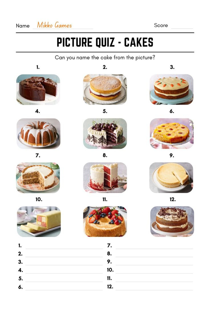 Printable Cakes Picture Quiz With Answers To Bring Some Fun To Any within Free Printable Picture Quiz
