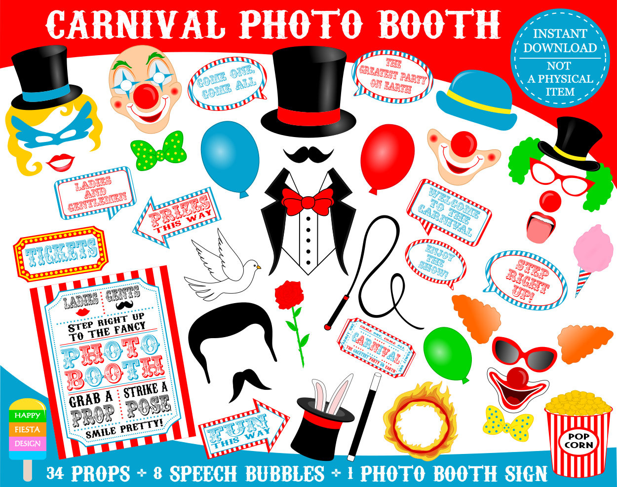 Printable Carnival Photo Booth Props-Printable Circus Photo Props inside Free Printable Carnival Photo Booth Props