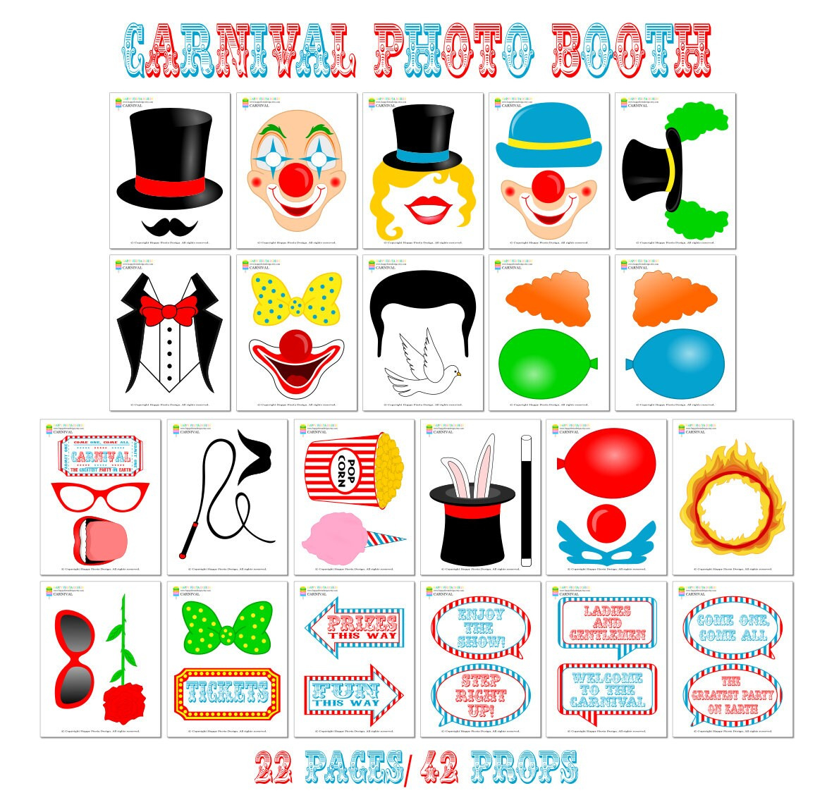 Printable Carnival Photo Booth Props-Printable Circus Photo Props with regard to Free Printable Carnival Photo Booth Props